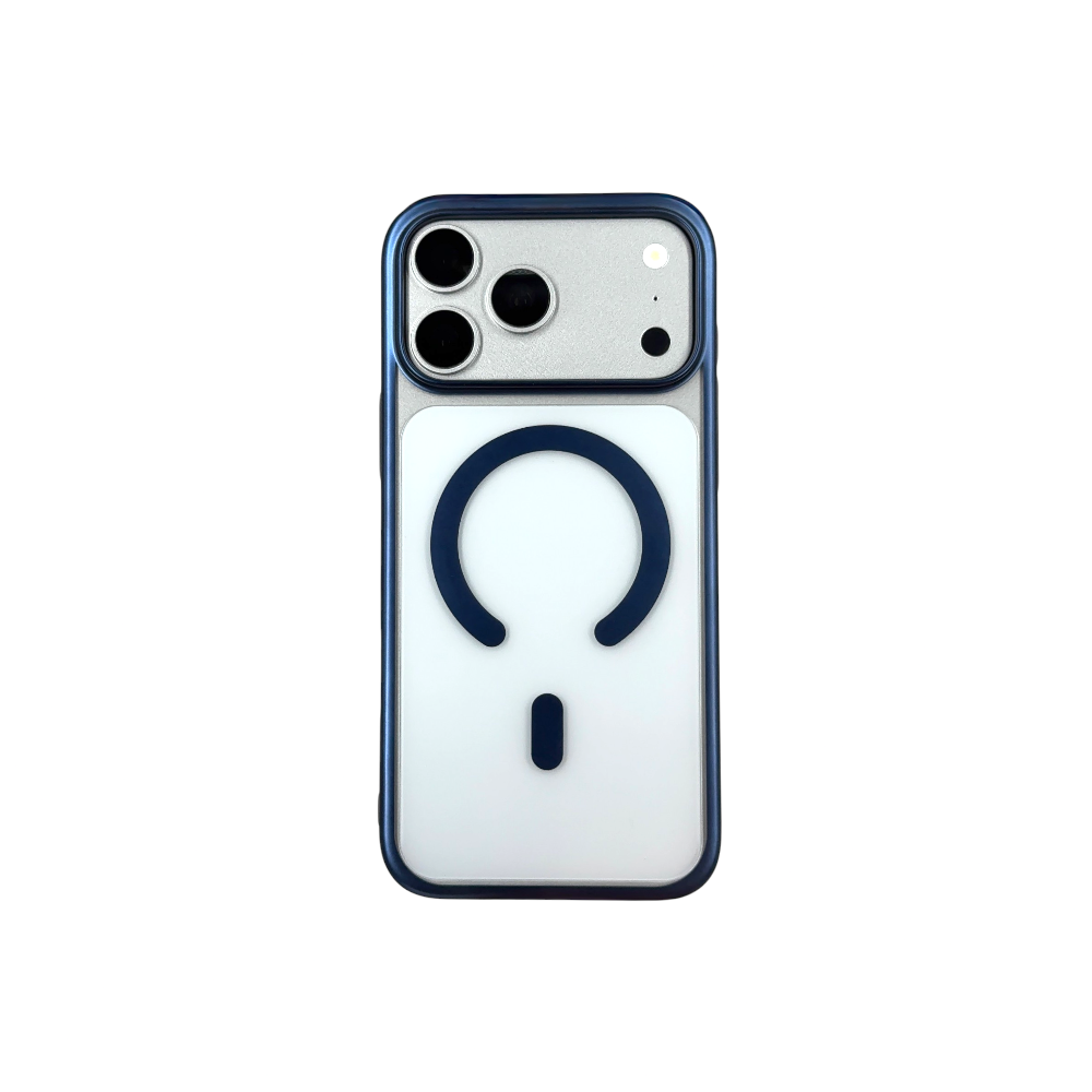 Case PH 17 Pro Max azul com Bordas Metalizada fosca PH B408