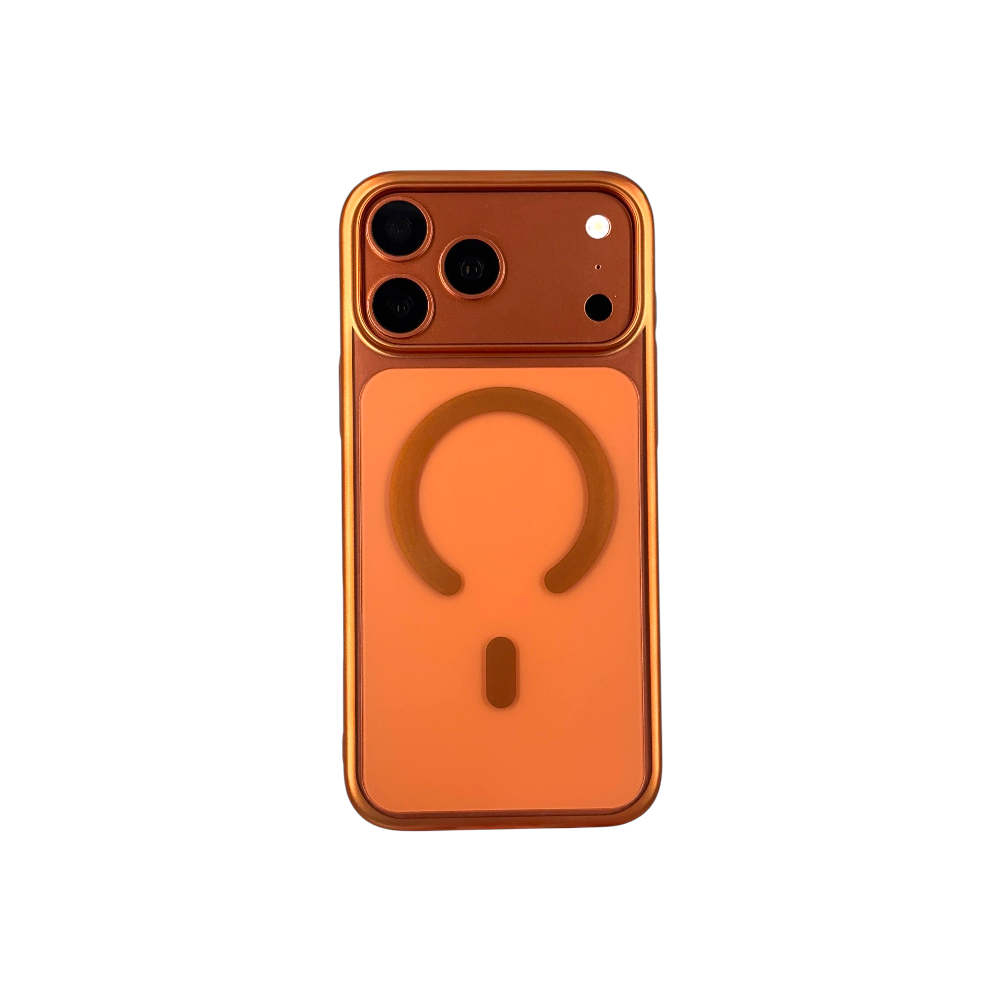 Case PH 17 Pro Max laranja com Bordas Metalizada fosca PH B408